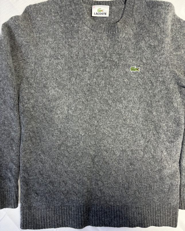 Lacoste Grey Pure New Wool Crewneck Sweater