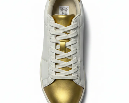 LEFTMAN White and Gold Low Top Sneakers