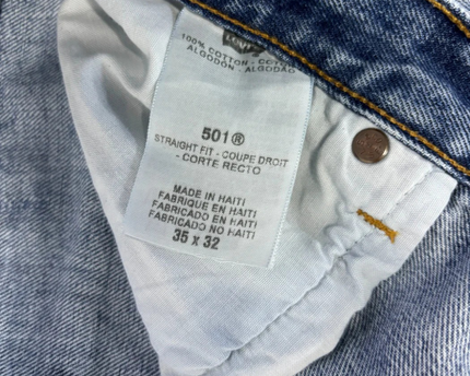 Levi's Blue 501 Original Straight Fit Distressed Jeans