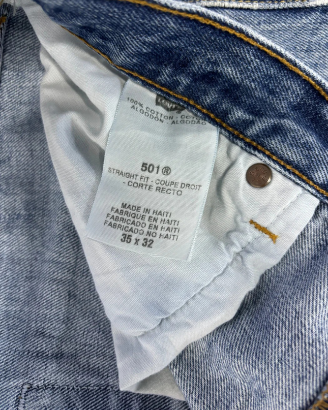 Levi's Blue 501 Original Straight Fit Distressed Jeans