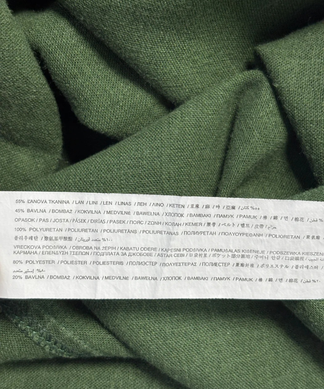 Mango Green Linen Blend Utility Shirt Dress