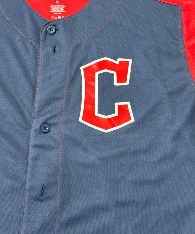 MLB Navy Blue, Red Cleveland Baseball Jersey
