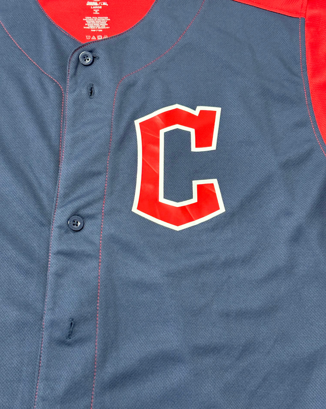 MLB Navy Blue, Red Cleveland Baseball Jersey