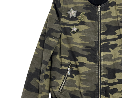 Zara Camouflage Patchwork Bomber Jacket