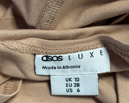 Asos Luxe Tan Twist Front Long Sleeve Top