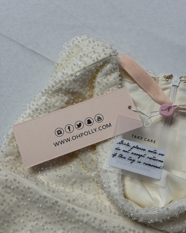 Oh Polly White Beaded Strapless Mini Dress W/Tags