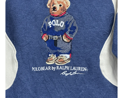 Reworked Polo Ralph Lauren Polo Bear Navy Blue/Beige Sweatshirt