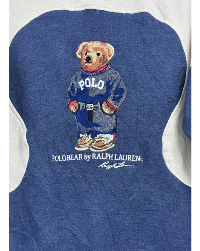 Reworked Polo Ralph Lauren Polo Bear Navy Blue/Beige Sweatshirt