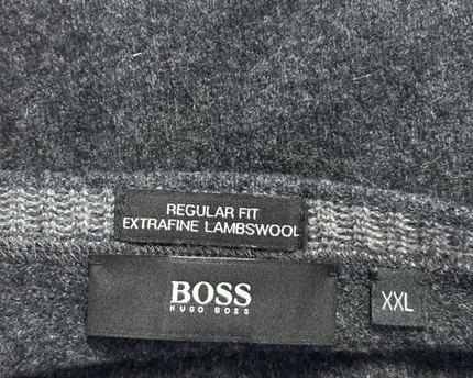 Hugo Boss Grey Extrafine Lambswool V-Neck Sweater