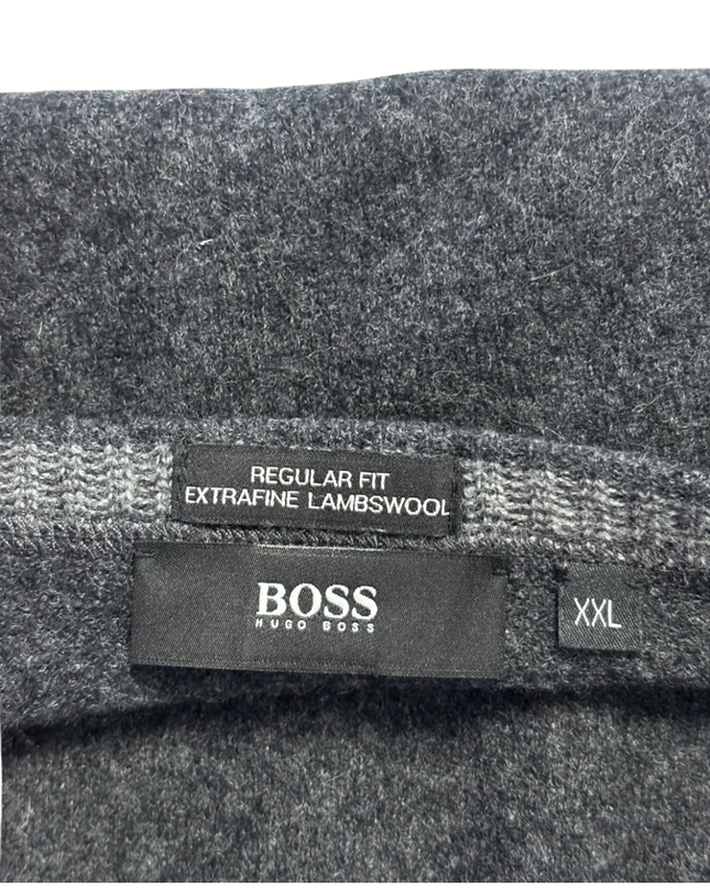Hugo Boss Grey Extrafine Lambswool V-Neck Sweater