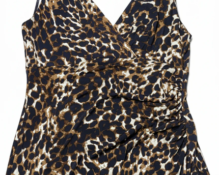 Lauren Ralph Lauren Leopard Print Sleeveless Ruched Dress
