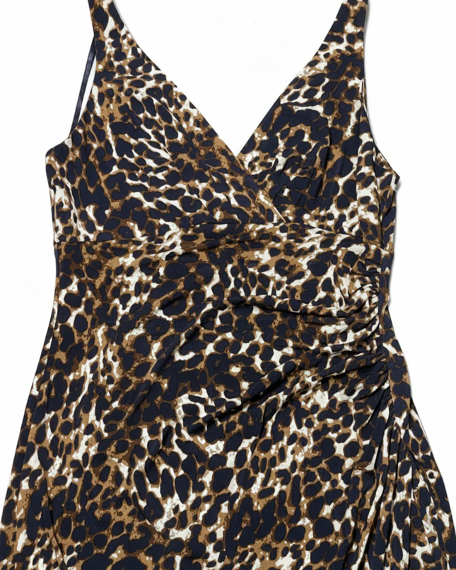 Lauren Ralph Lauren Leopard Print Sleeveless Ruched Dress