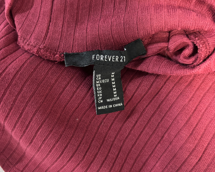 Forever 21 Maroon Ribbed Mock Neck Crop Top