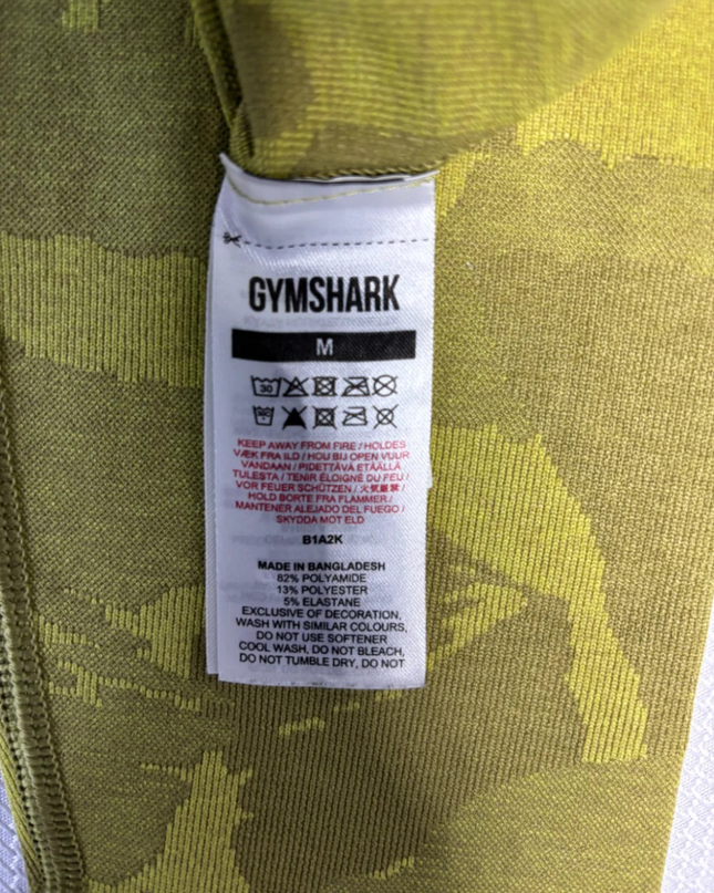 Gymshark Olive Green Camo Seamless Scrunch Butt Leggings