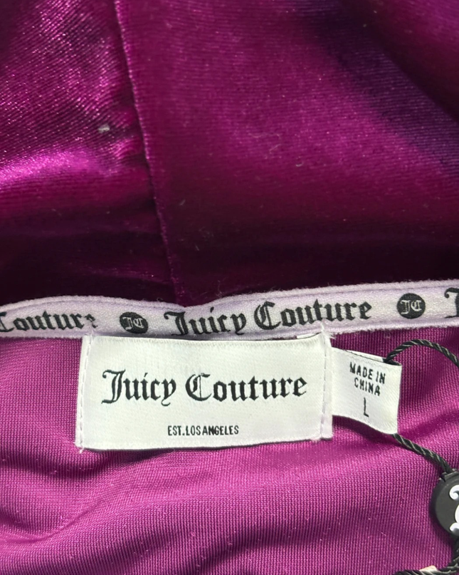 Juicy Couture Purple Velvet Cropped Zip-Up Hoodie
