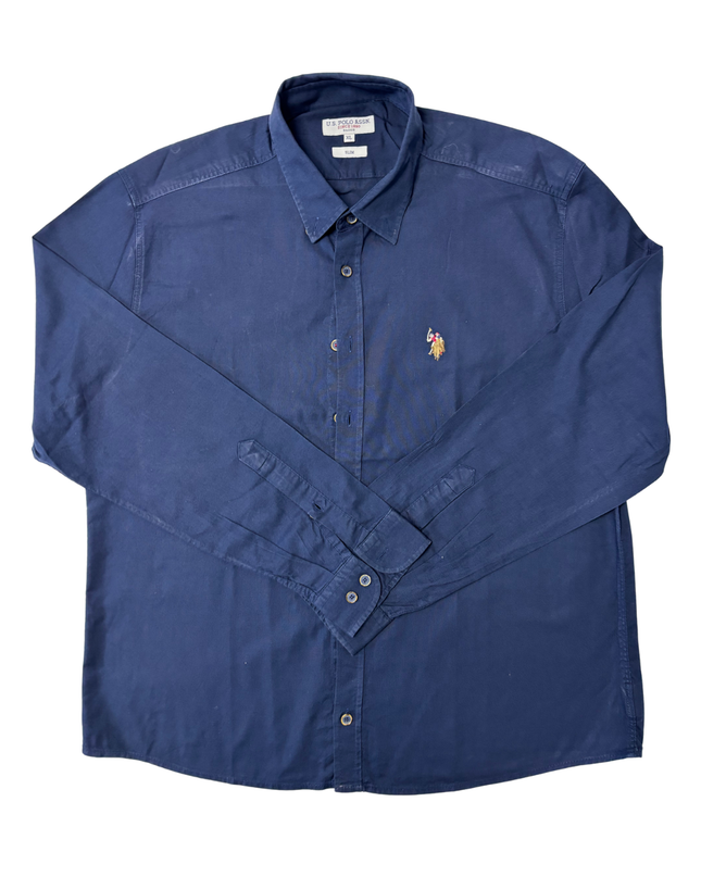 U.S. Polo Assn. Slim Fit Navy Blue Long Sleeve Button-Up Shirt - L