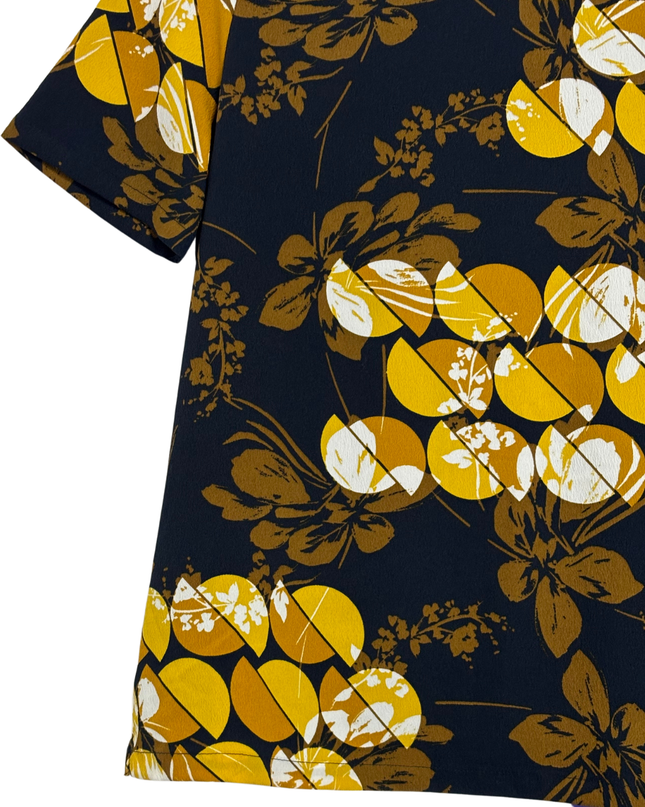 M&S COLLECTION Navy Blue and Yellow Abstract Print Top
