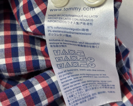 Tommy Hilfiger Red/Blue/White Gingham Check Slim Fit Shirt