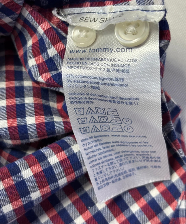 Tommy Hilfiger Red/Blue/White Gingham Check Slim Fit Shirt