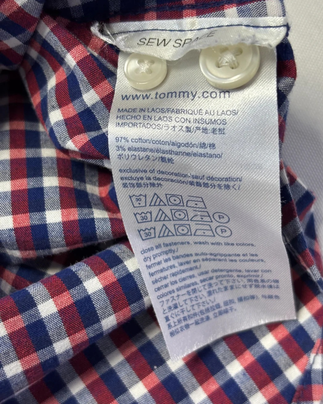 Tommy Hilfiger Red/Blue/White Gingham Check Slim Fit Shirt