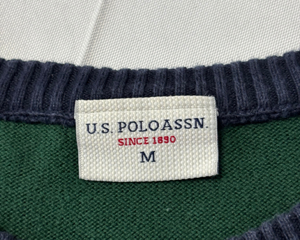 U.S. Polo Assn. Green Textured Knit Crewneck Sweater
