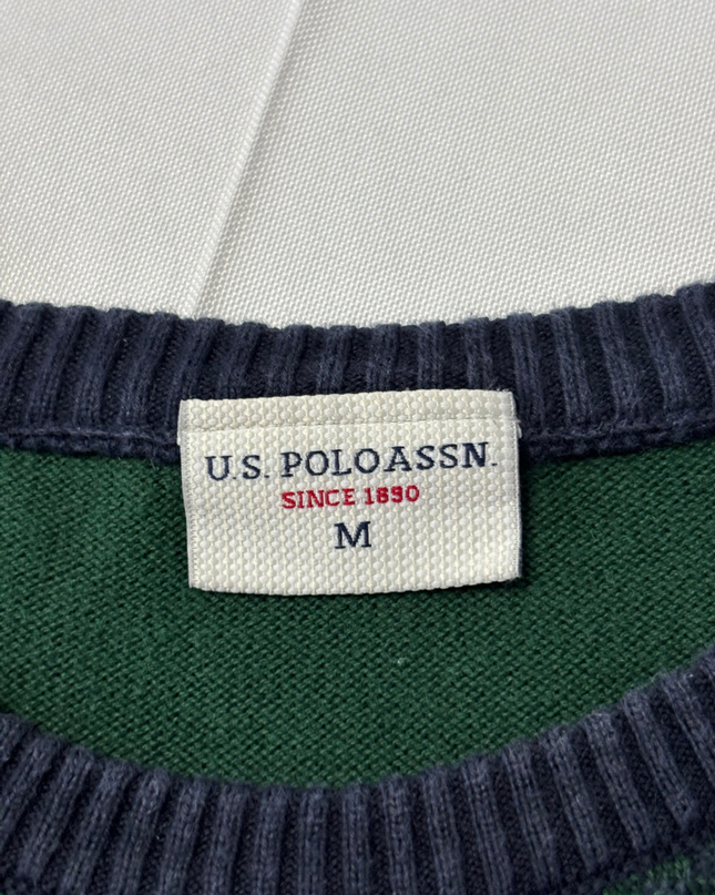 U.S. Polo Assn. Green Textured Knit Crewneck Sweater