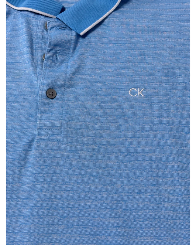 Calvin Klein Golf Blue Micro-Stripe Sports Polo Shirt