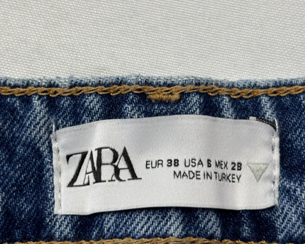 Zara Blue High-Waisted Straight Leg Jeans