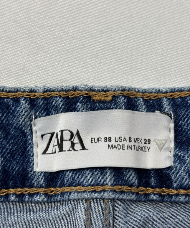 Zara Blue High-Waisted Straight Leg Jeans