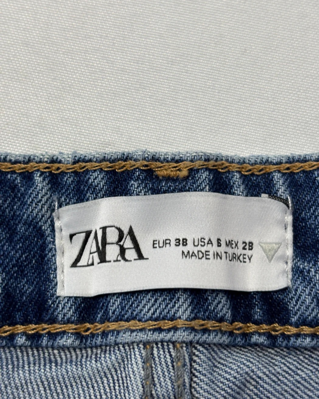 Zara Blue High-Waisted Straight Leg Jeans