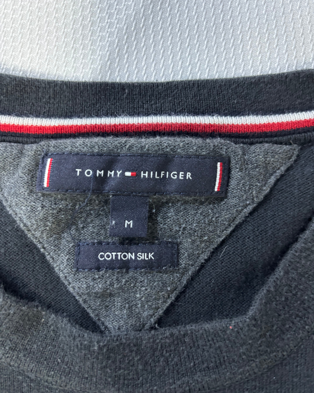 Tommy Hilfiger Black Cotton Silk Crewneck Sweater