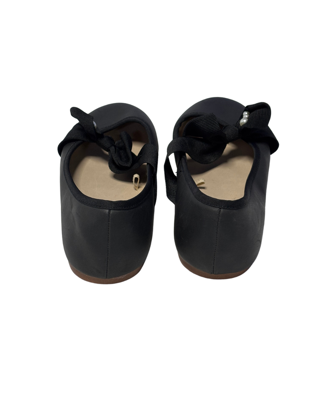 Zara Black Pearl Bow Ballerina Flats