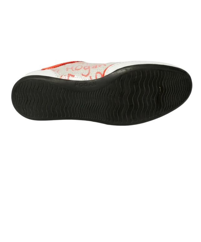 Hogan White/Neon Orange Sequin Low-Top Sneakers