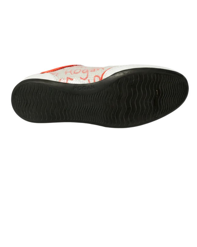 Hogan White/Neon Orange Sequin Low-Top Sneakers