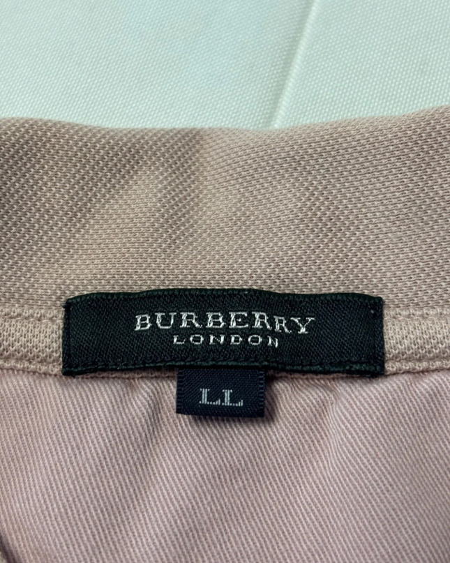 Burberry Men's Pink Short Sleeve Polo Shirt with Check Cuffs
