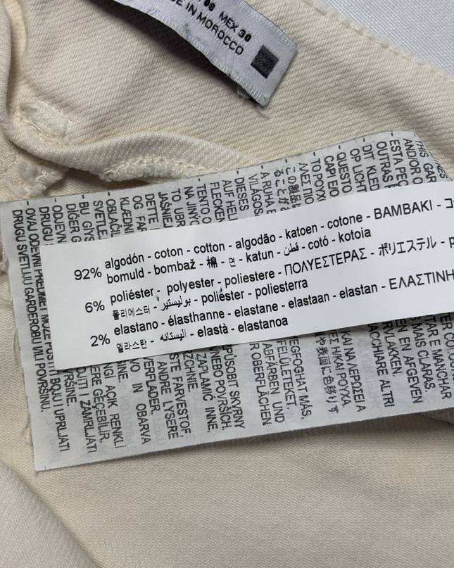 Zara Cream High-Waisted Wide Leg Raw Hem Jeans