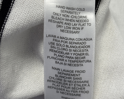 Calvin Klein White and Black Striped Crewneck Sweater
