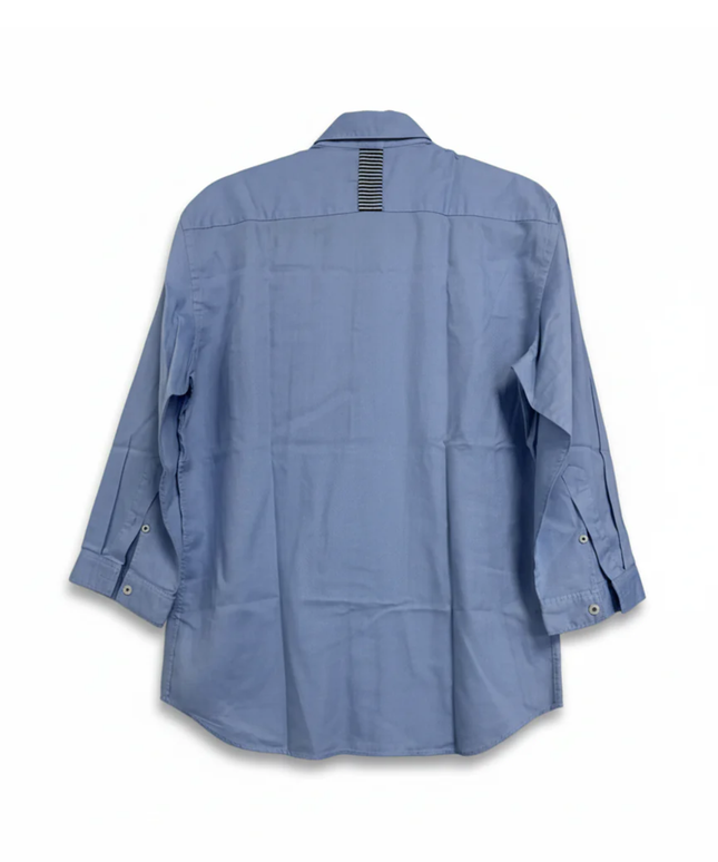 ZARA MAN Blue Asian Fit Shirt with Striped Contrast Pocket
