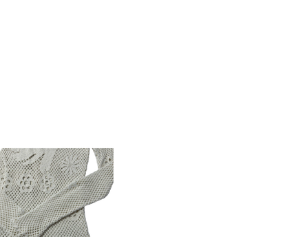 Maje White Crochet Floral and Bird Motif Long Sleeve Top