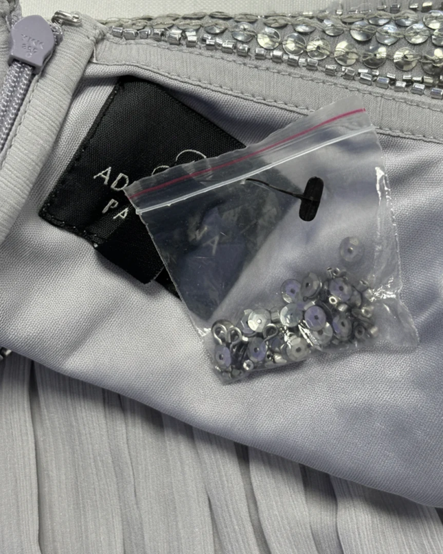 Adrianna Papell Gray Embellished Maxi Evening Dress