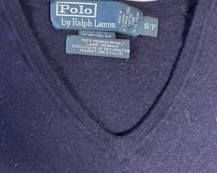 Polo by Ralph Lauren Navy Blue Merino Wool V-Neck Sweater