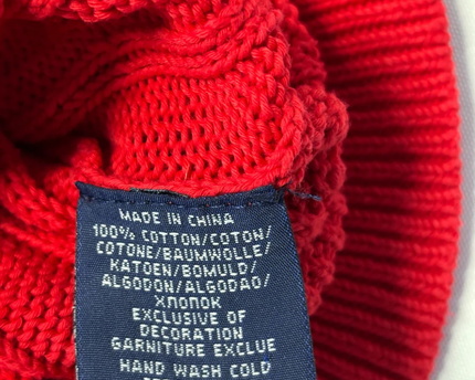 Ralph Lauren Red Cable Knit V-Neck Sweater