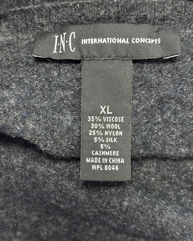 INC International Concepts Dark Grey Embellished Cold Shoulder Sweater