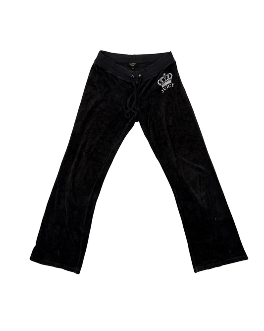 Juicy Couture Black Label Velour Rhinestone Crown Tracksuit Pants - S | Waist: 26"