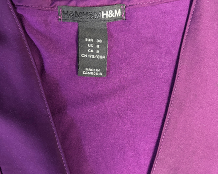 H&M Purple V-Neck Satin Trim Dress