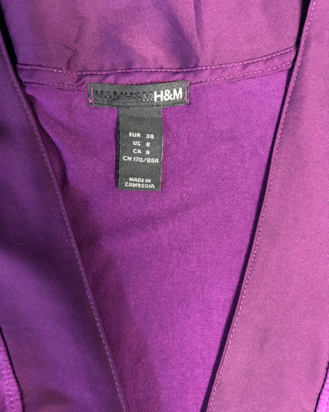 H&M Purple V-Neck Satin Trim Dress