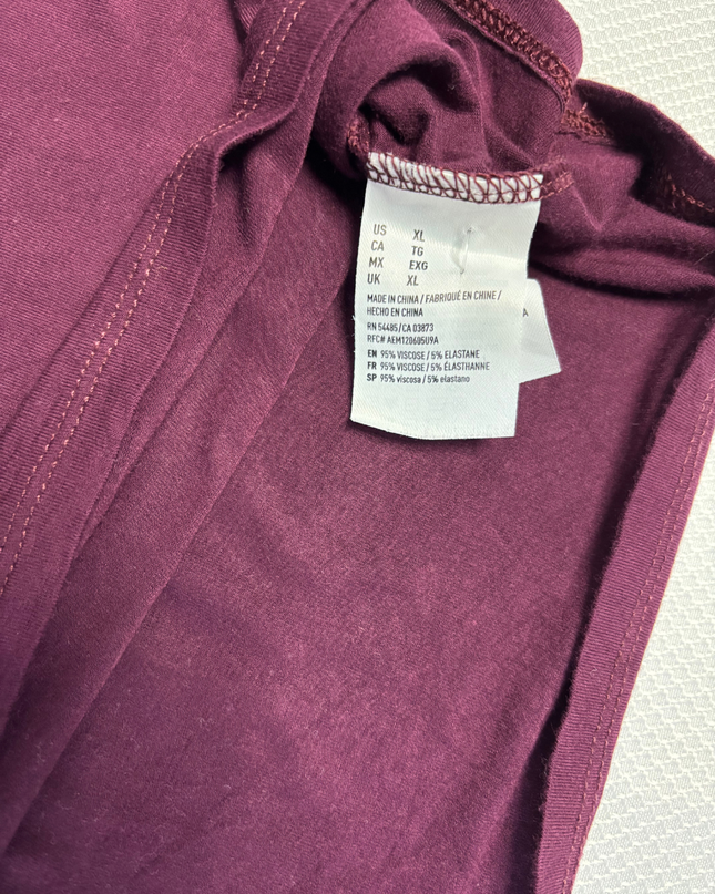 American Eagle Outfitters Burgundy Soft & Sexy Crew Neck T-Shirt