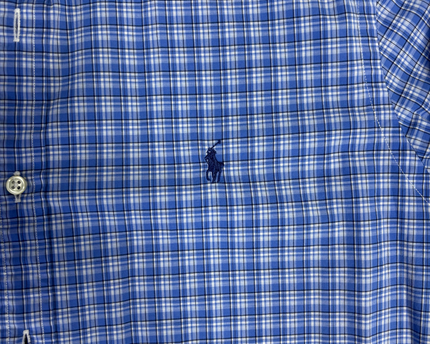 Ralph Lauren Blue Plaid Slim Fit Cotton Stretch Shirt