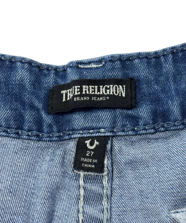 True Religion Light Blue Cargo Wide Leg Jeans