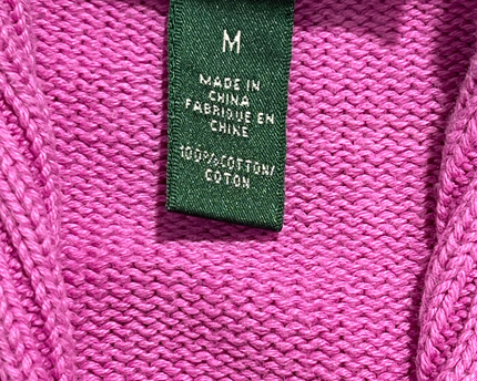 Lauren Ralph Lauren Pink Shawl Collar Cotton Cardigan
